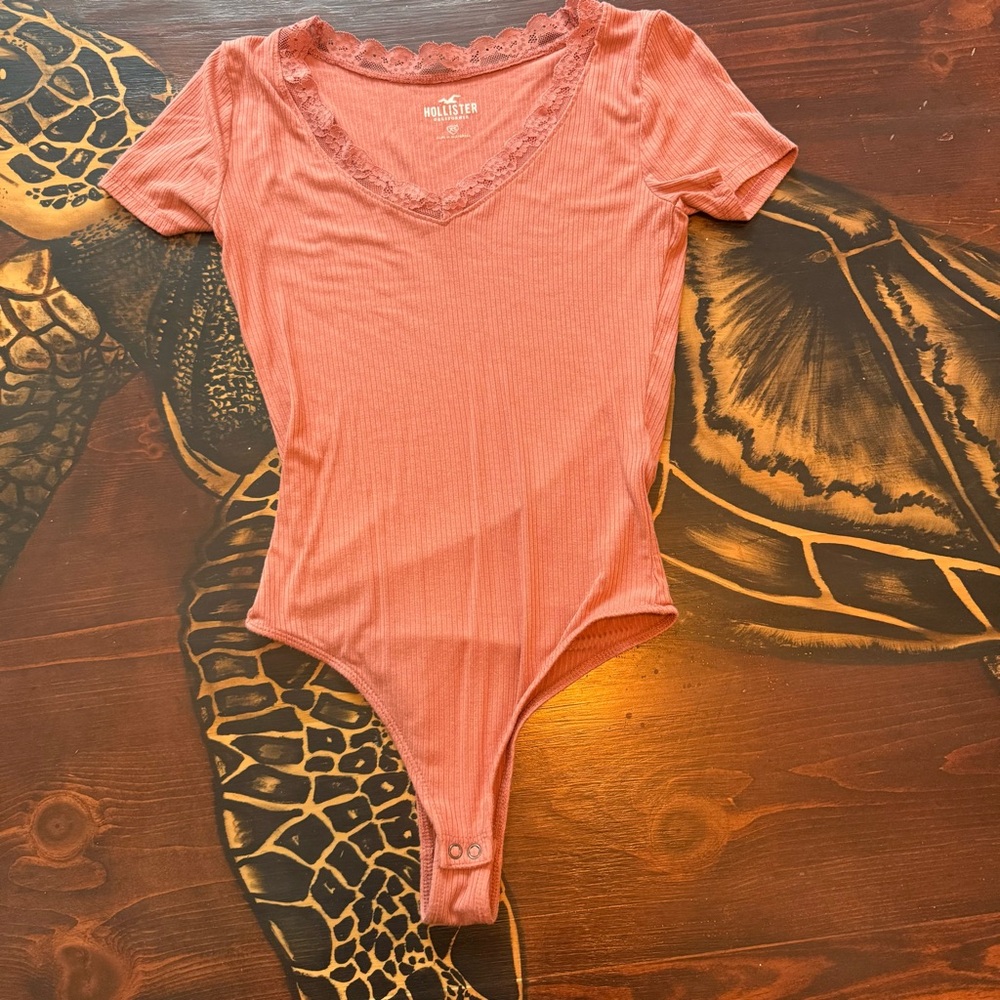Hollister Pink Fitted Bodysuit with Scoop Neckline